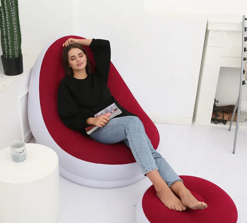 CloudRest: Sofá Inflable Portátil con Puf