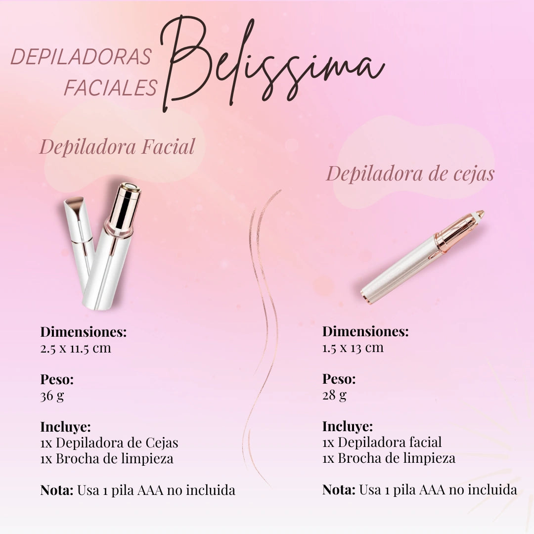 Kit Belissima: Mini Depiladora Facial y Lápiz Depilador de Cejas