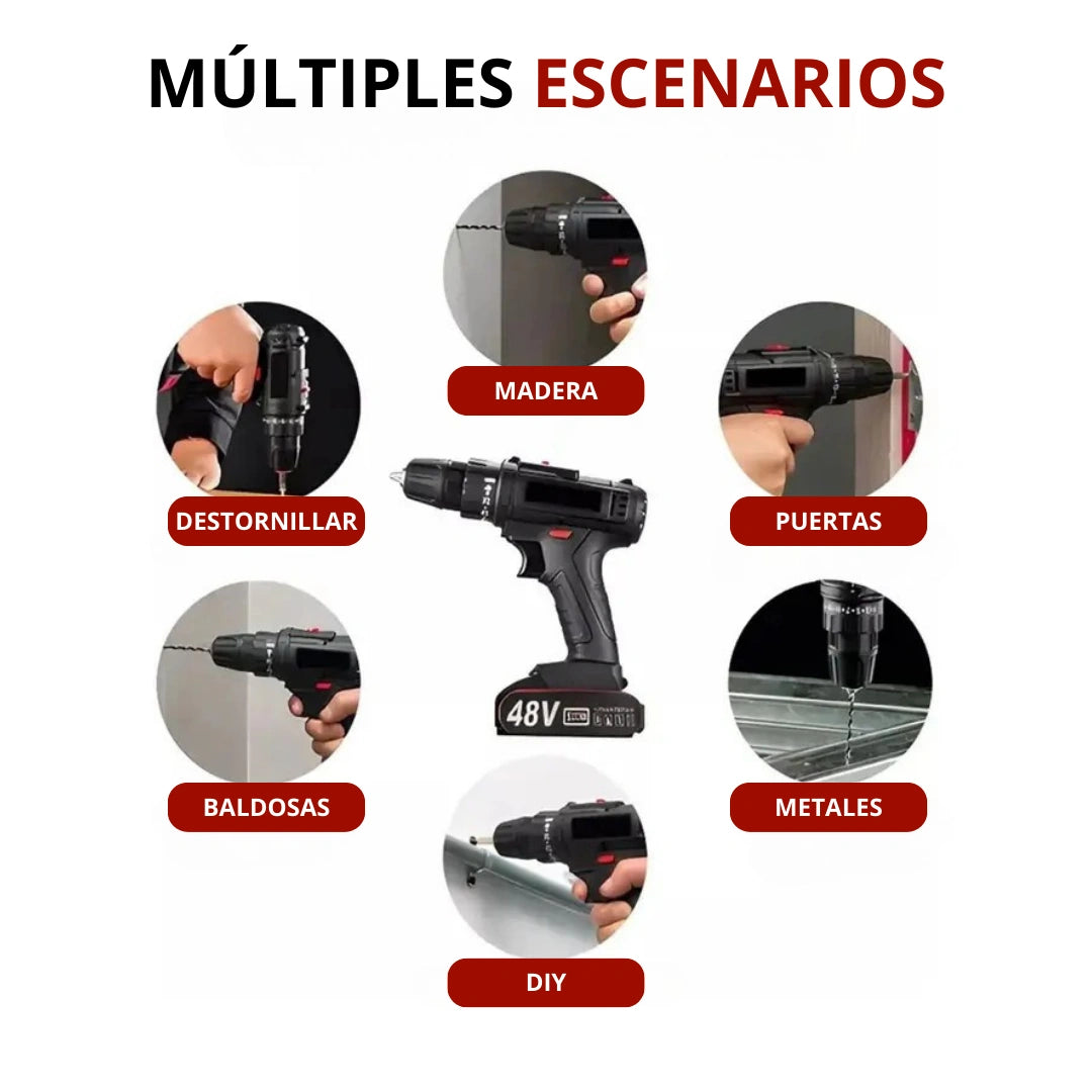 MasterForce: Taladro Rotomartillo Inalámbrico Negro con 2 Baterías