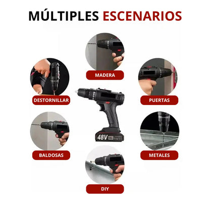 MasterForce: Taladro Rotomartillo Inalámbrico Negro con 2 Baterías