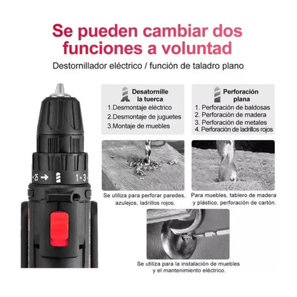 MasterForce: Taladro Rotomartillo Inalámbrico Negro con 2 Baterías