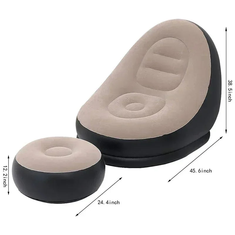 CloudRest: Sofá Inflable Portátil con Puf