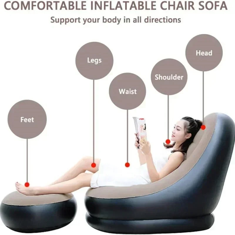 CloudRest: Sofá Inflable Portátil con Puf